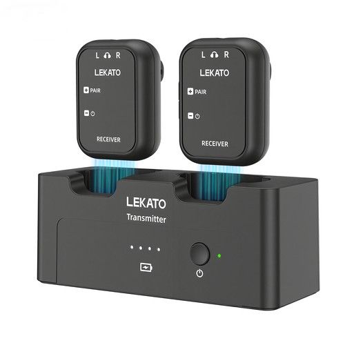LEKATO Wireless In-Ear Monitor System Transmitter +2 Receiver w/ Charging Case