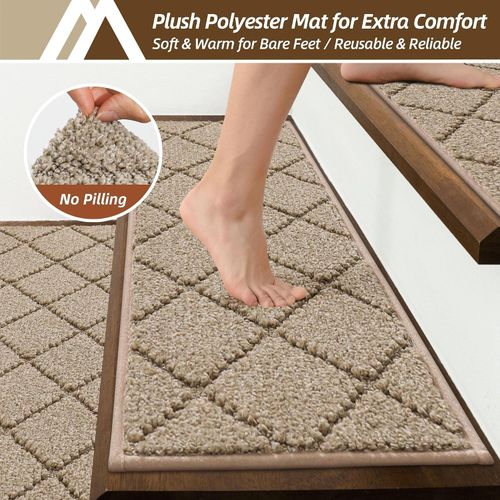 15 Pack Full Edge Wrapping Stair Carpet Treads,70X22 CM Non-Slip Stair Tread Run — image 6