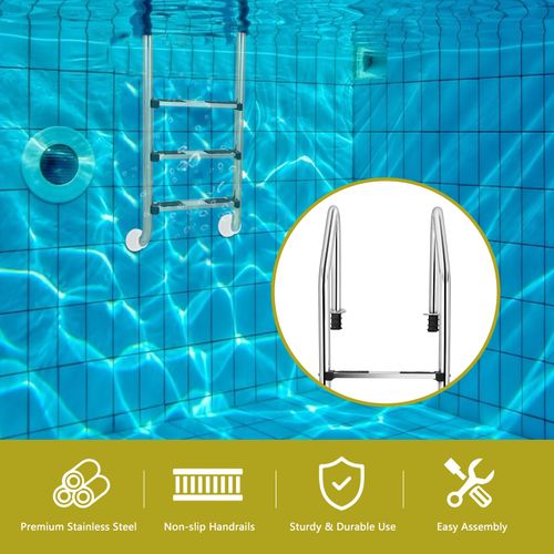 Step Swimming Pool Ladder Stainless Steel 25cm Step Height Inground Use — image 8