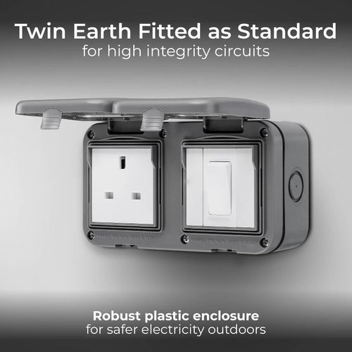BG Electrical Outdoor Single Unswitched Power Wall Plug Socket and Single Wall S — image 5