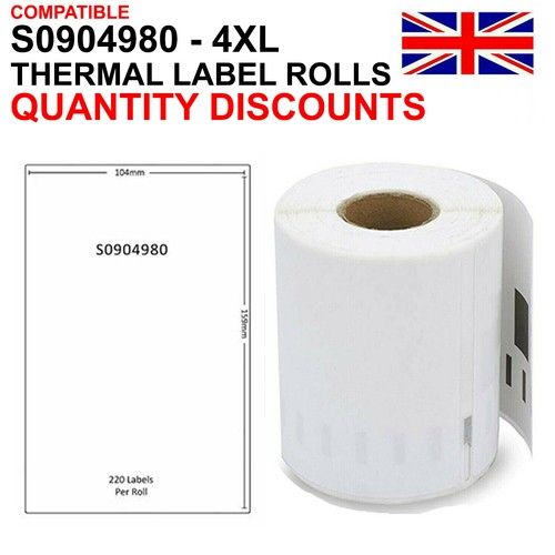 S0904980 DYMO Compatible 4XL Shipping Labels 104x159mm (4"x6") 220 Per Roll