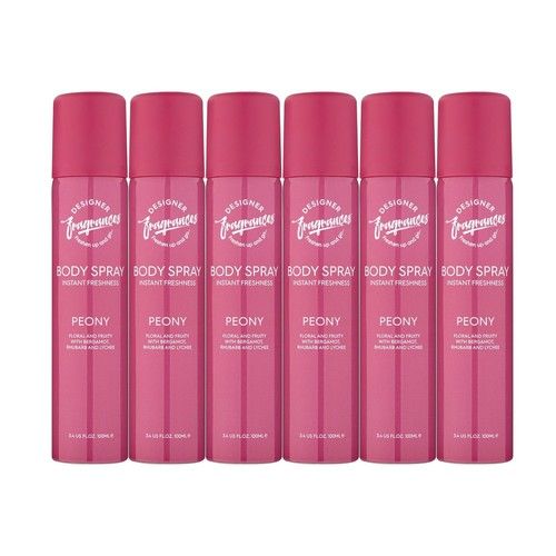 Designer Fragrances 6 Pack Body Spray 100ml Peony Woman’s Body Perfume De