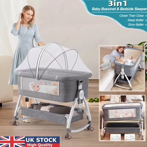 3 in 1 Baby Bedside Crib Sleeper Bassinet Safe Co Sleeping Storage Easy install