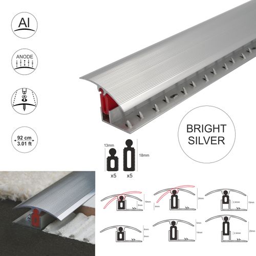 Aluminium Carpet Door Threshold Bar 40mm Adjustable Wood Laminate Tile Trim 92cm — image 1