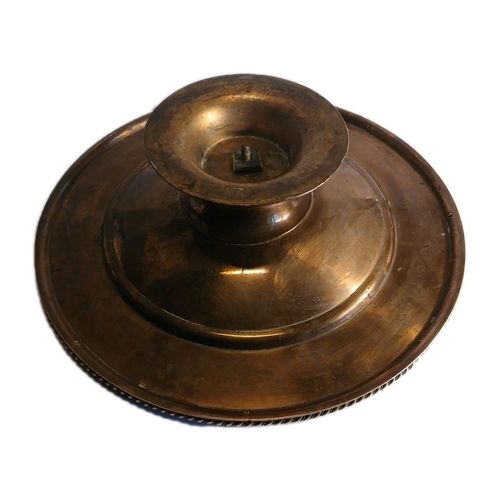 Antique 19thC Gilt Brass Tazza Decorated With 12  Malachite Cabochons 30cm — image 8