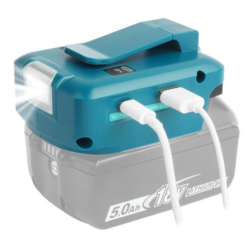 Makita Battery Adapter for 18v Battery USB Phone Charger Dual USB Charger LED