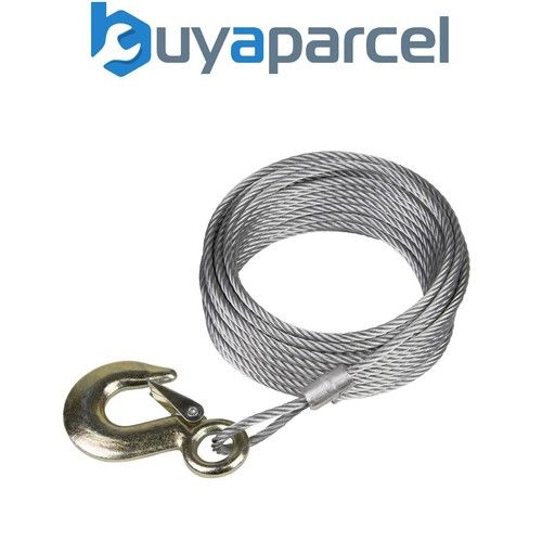 Sealey GWEC20 Winch Cable/Wire Rope with Forged Hook 5.1mm x 10m 1350kg Breaking