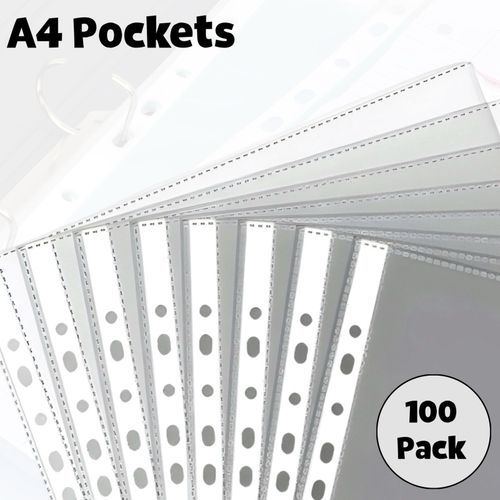 A4 Heavy Duty Clear Plastic Wallets Punched Pockets 11-Hole Poly Sleeves Filing — image 3