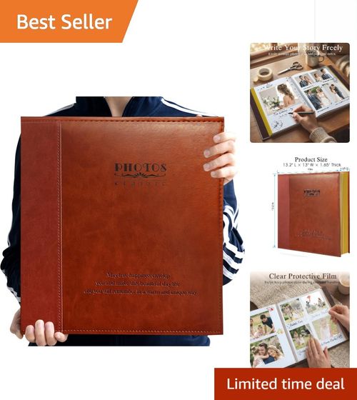Magnetic Photo Album - Classic Red-Brown Leather, 40 Pages for Memories — image 1