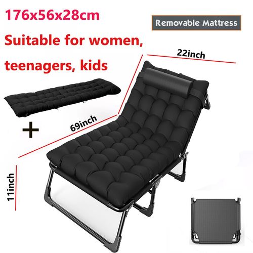 Reclining Sun Lounger Garden Folding Chair Bed Recliner + Cushions Beach Camping — image 13