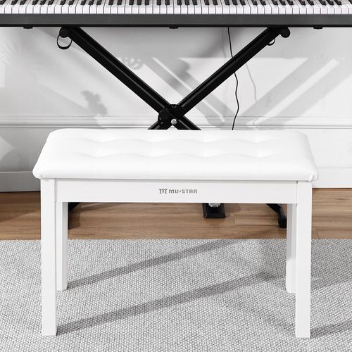   ♬Mustar Piano Stool Wooden Piano Bench With Storage Padded Keyboard Seat — image 1