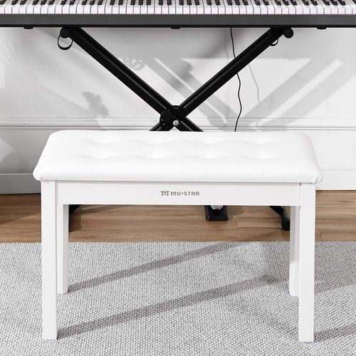   ♬Mustar Piano Stool Wooden Piano Bench With Storage Padded Keyboard Seat