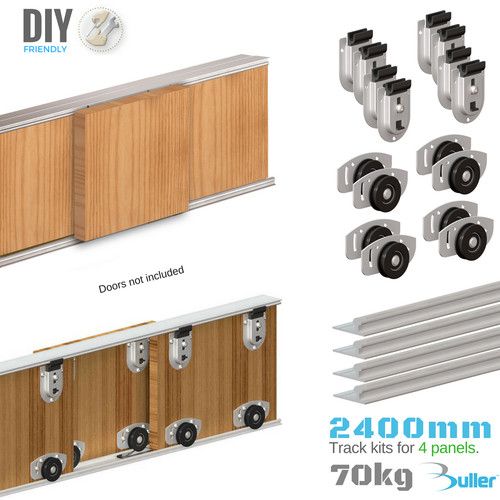 Sliding Door Track System Gear Set For Wardrobe Ares 70 kg / 2400 mm 4 Door