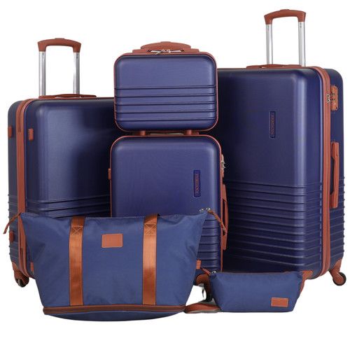 Fergana 6-Piece ABS Hard Shell Luggage Set – Spinner Suitcases with TSA Lock