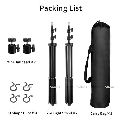 2PCS 79" Light Stand 2M Tripod Adjustable Photo Photography LED Flash Studio Bag — image 2