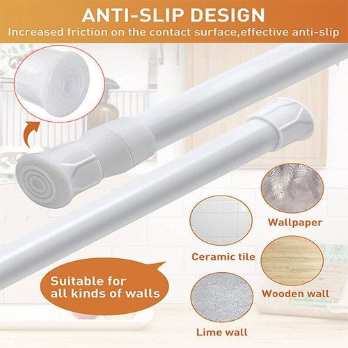 Telescopic Net Voile Tension Curtain Rail Pole Rod Spring Loaded Extendable Rod