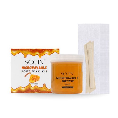 Hair Removal Soft Wax Kit 300g/Microwavable/20 Strips & 4 Spatulas,Face,Body Wax